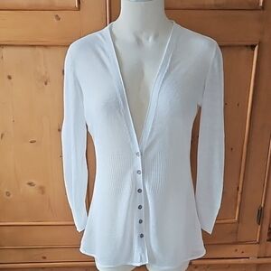 Nic & Zoe Summer Cardigan White Size Small
